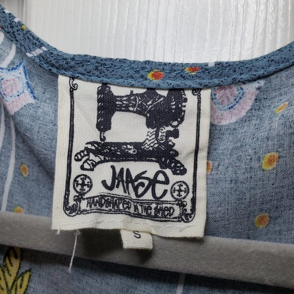 Jaase Wide Leg Bohemian Blue Short Sleeve Jumpsuit S - Picture 10 of 10